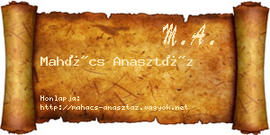 Mahács Anasztáz névjegykártya